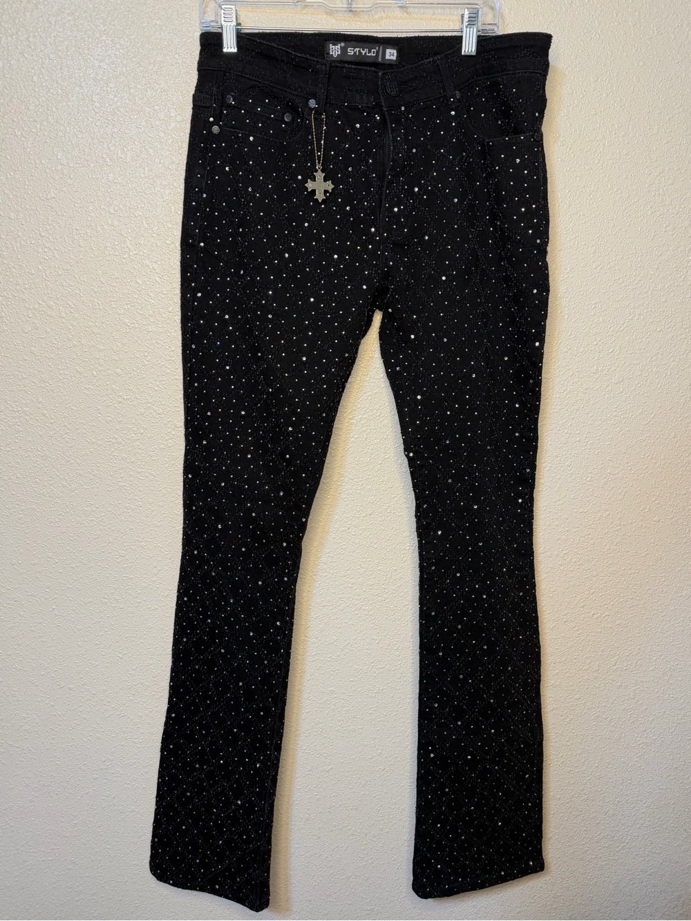 STYLO Black Jeweled Bootcut Jeans for Men